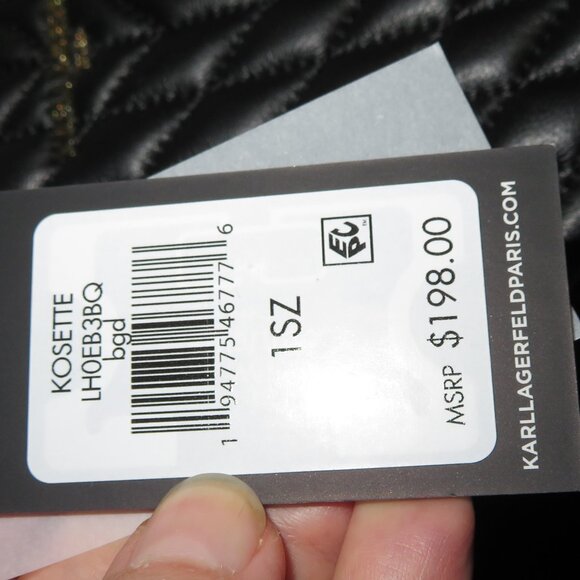 Karl Lagerfeld Paris Quilted Heart Kosette Leather Crossbody Bag Black - Picture 15 of 17